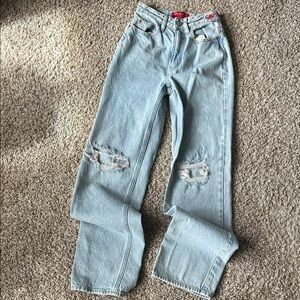 Pacsun Budweiser Light Blue Ripped boyfriend jeans